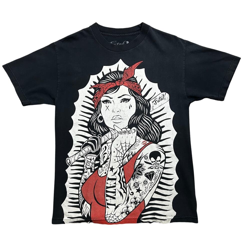 Fatal Clothing T-Shirt Men’s Medium Tattoos Girl Black Tee Grunge Graphic